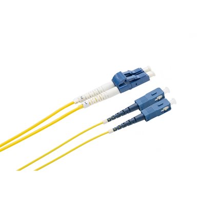 Optic.ca 1M Fiber Patch Cable OS2, LC/UPC-SC/UPC Senko, SM, Duplex, 2mm yellow Corning