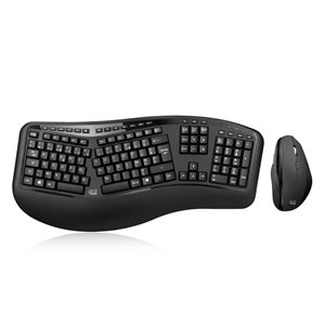 Adesso French Canadian Wireless Ergo Keyboard and Virtical Laser Mouse Combo