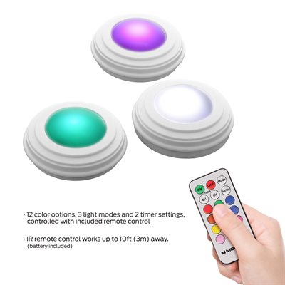 Monster - Paquet de 3 lumières LED multicolores avec télécommande