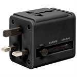 Retrak - Adaptateur de voyage universel avec USB - Noir