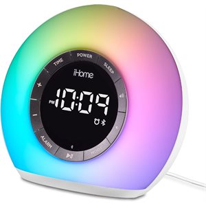 iHome iBT32W Bluetooth Color Changing Alarm FM Clock Radio with USB Charging