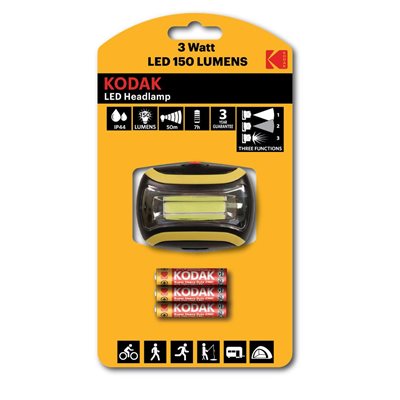 Kodak Headlamp 150, 3 modes, AAA Batteriees included