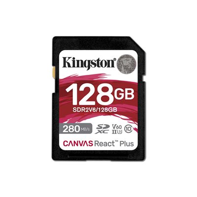 Kingston 128GB Canvas React Plus SDXC UHS-II 280R/100W U3/V60/4K Canada Retail