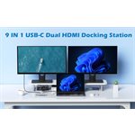 Rockstone USB-C Hub - 2 HDMI + SD, USB-C, 3 USB 2.0 Ports