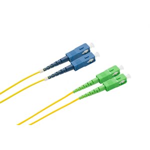 Optic.ca Fiber  Cable SC/UPC-SC/APC,Single-mode, Duplex, 2mm yellow jacket, 10M.  Fiber, Senko Conn