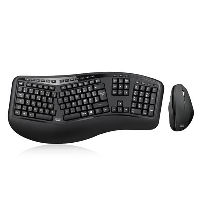 Adesso French Canadian Wireless Ergo Keyboard and Laser Mouse Combo