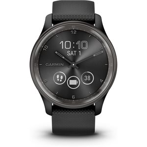 Garmin vivomove Trend, Slate Stainless Steel Bezel with Black Case and Silicone Band