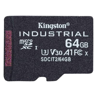 Kingston 64GB microSDXC Industrial C10 A1 pSLC Card Single Pack w/o Adapter