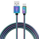 LAX Durable USB Type C to USB A Cables Mesh Chrome 4FT