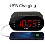 Timex T232B FM Dual Alarm Clock Radio with USB Charging - Black