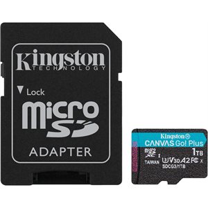 Kingston 1TB microSDXC Canvas Go Plus 170R A2 U3 V30 Card+ADP (Canada Retail) 170R/90W