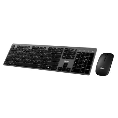 Adesso French Canadian Multi OS Wireless Scissor Switch desktop keyboard and mouse - Black