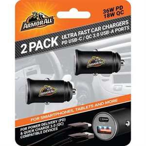 Armor All 2pk 54W PD QC Car Charger