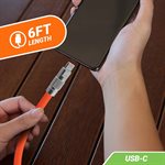 ArmorAll 6ft Rugged USB-C Cable Durable Fast Charging & Data Sync Male USB-A to Male USB-C