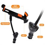 ARMORALL Gooseneck Phone Mount 3 Amp Total 2 USB Ports