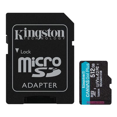 Kingston 512GB microSDXC Canvas Go Plus Gen4  200MB/s A2 U3 V30 Card + Adapter