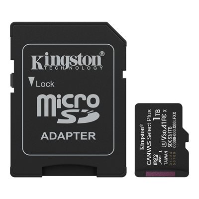 Kingston 1TB microSDXC Canvas Select Plus Gen3 100MB/s A1 Card + Adapter