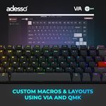 Adesso Wired/Wireless/Bluetooth Multi-OS Illuminated QMK VIA Mechanical Mini Keyboard With CoPilot