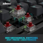 Adesso Wired/Wireless/Bluetooth Multi-OS Illuminated Mechanical QMK VIA Compact Keyboard With CoPilo