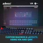 Adesso Wired/Wireless/Bluetooth Multi-OS Illuminated Mechanical QMK VIA Compact Keyboard With CoPilo