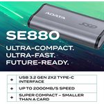 ADATA SE880, Portable External Solid State Drive, Titanium, 1TB