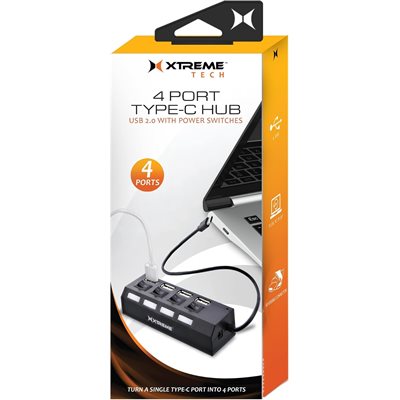 Xtreme 4 Port Type-C Hub USB 2.0 with Power Switches