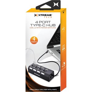 Xtreme 4 Port Type-C Hub USB 2.0 with Power Switches