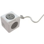 Extension POWERCUBE EXTENTED USB - 4 prises électriques et 2 ports USB (total de 3.1 amp) avec protection contre les surtentions - Gris - Câble de 1.5m/5pi  - Normalisé CETL