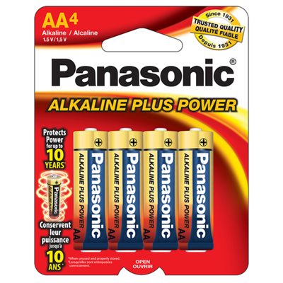 Paquet de piles AA X4 Alkaline Plus de Panasonic