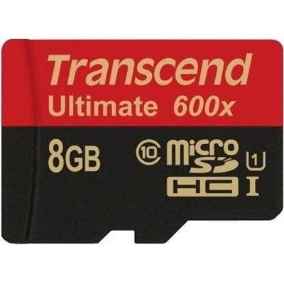 MicroSDHC Classe 10 UHS-I 600x (Ultimate) de 8Go de Transcend